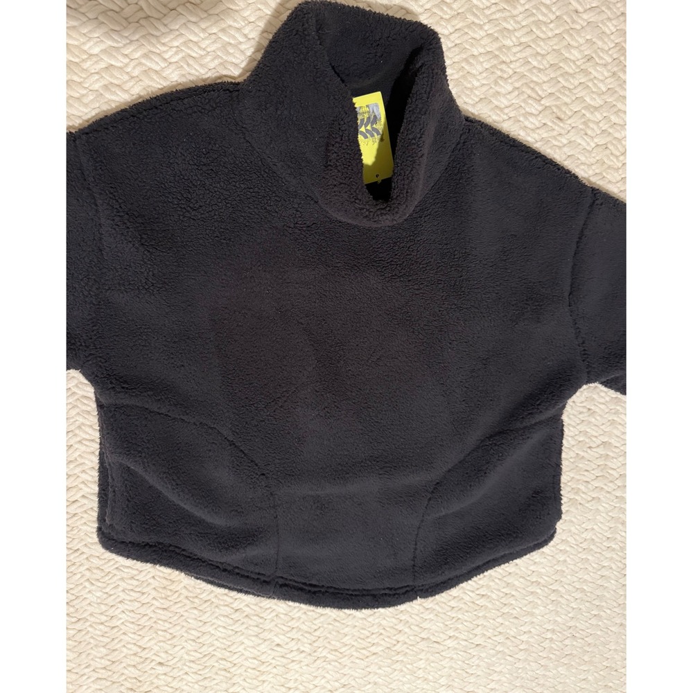 All in Motion Womens Black Sherpa Cowl Neck Pullover Fleece Pockets XL NEW